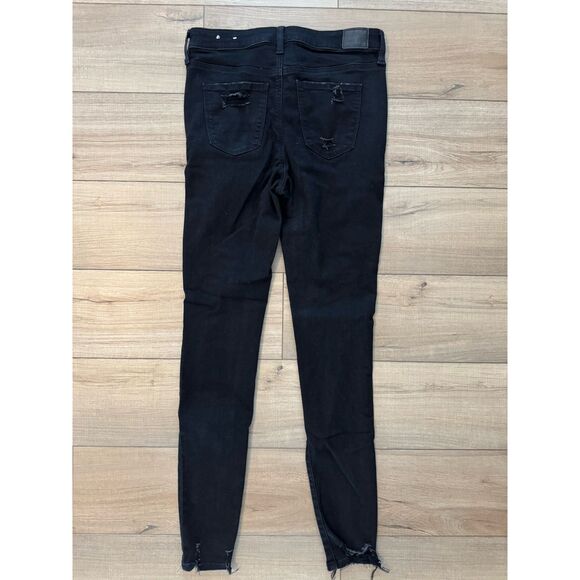 American Eagle Jeans Womens 10 X-long Jegging Distressed Black Next Level Stretc - Picture 1 of 3